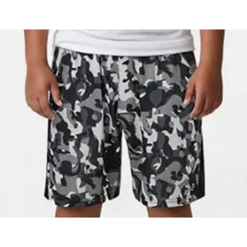 BCG Boys' Training Turbo Camo 7.5 In Shorts Black/Gray/White Medium (10/12)